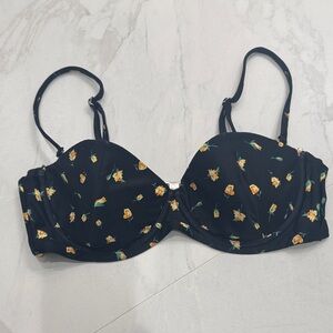 Onia Black Floral Strap Bra